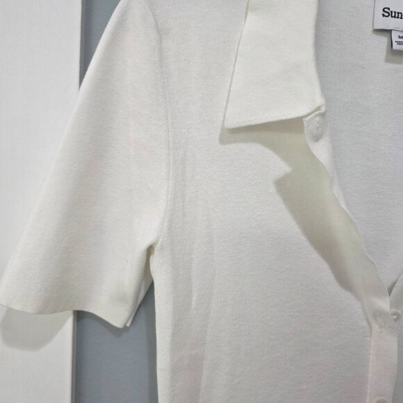 Sundeh Women’s White Button-Down Polo Collar Mini Dress – Size M – Short Sleeve - Picture 3 of 11